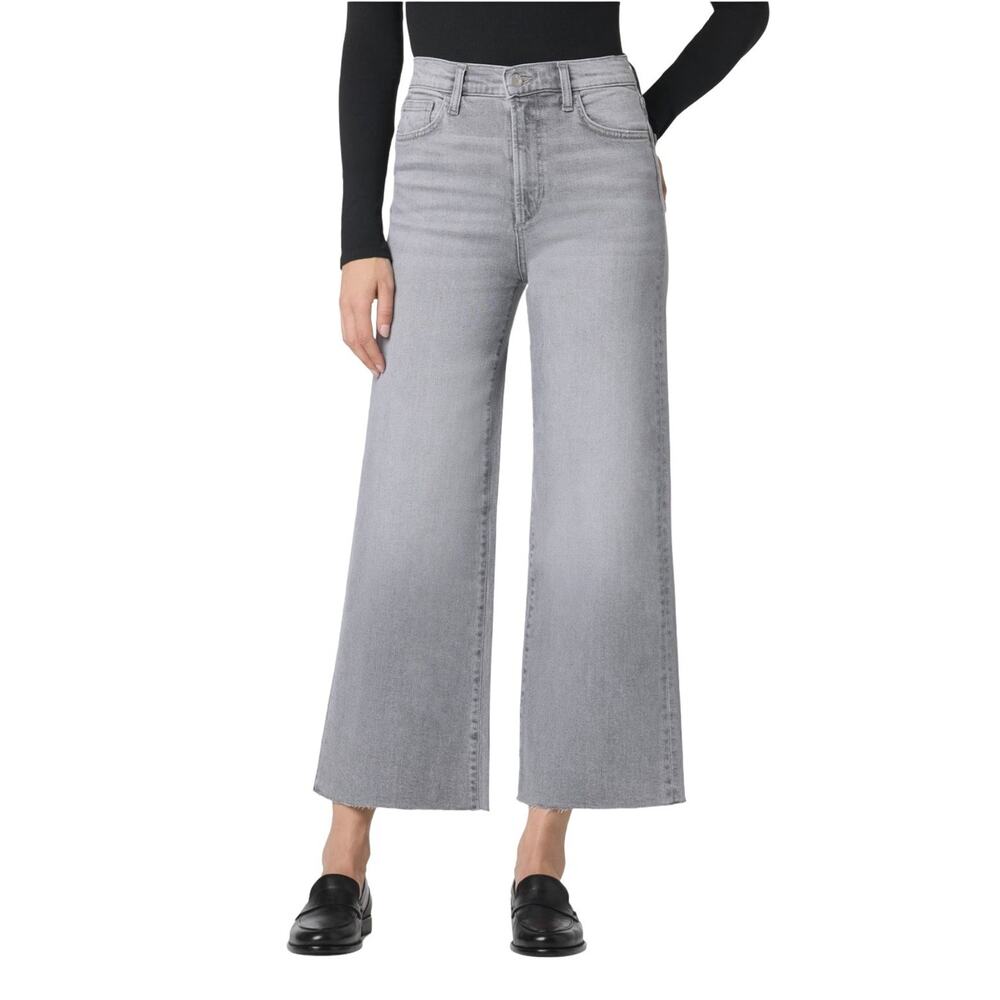 Joe’s Jeans High Rise Wide Leg Ankle Gray Raw Hem Denim Size‎ 26 NWT